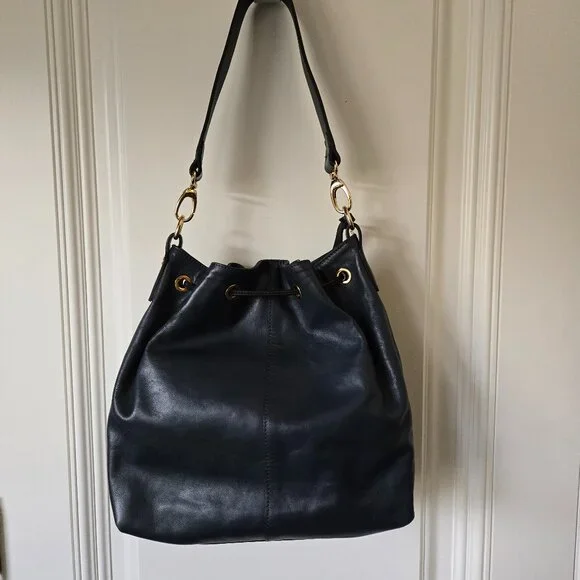 A. Bellucci Blue Leather Drawstring Bag - Picture 7 of 16